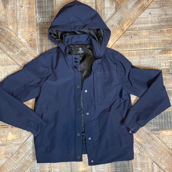 MPG Jackets & Blazers - MPG navy hooded jacket w/snap buttons. 3 pockets.